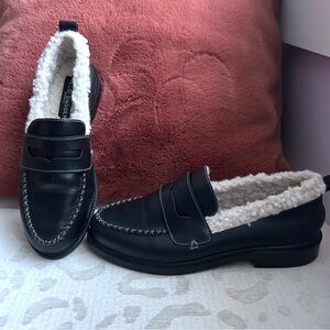 Kelsi Dagger Lens Faux Shearling Lined Loafer in Black 8